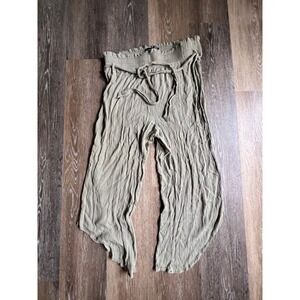 Sound Style Wide Leg Pants Women Large Sage Green Excellent Smocked Tulip Hem